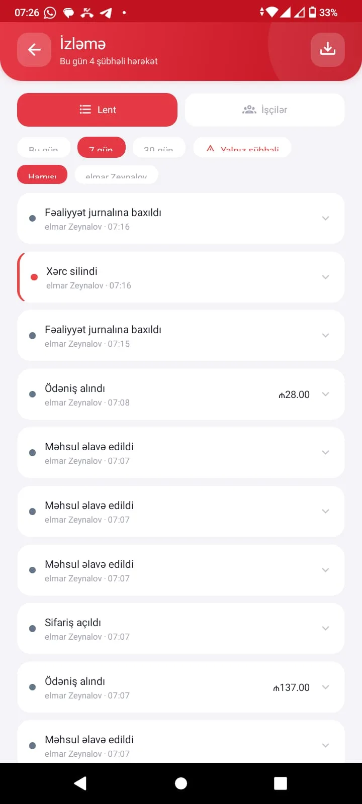 Şübhəli əməliyyat vurğusu — Posveo